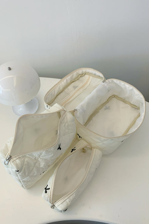 3 Piece Bow Quilted Cloth Storage Bag Set - Odaingerous